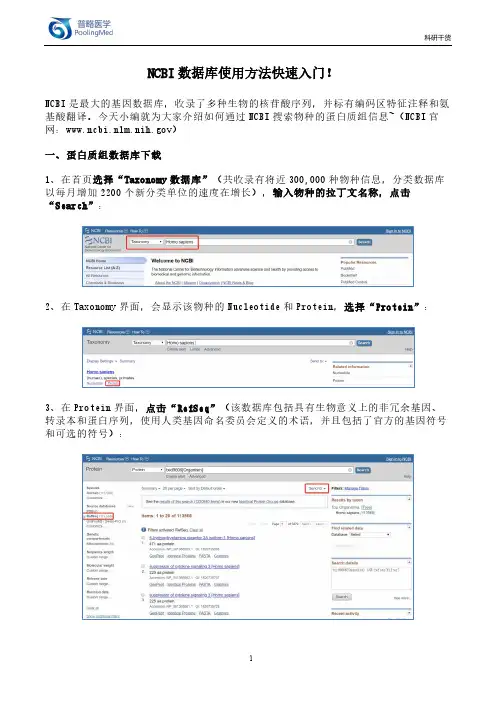 NCBI数据库使用方法快速入门!