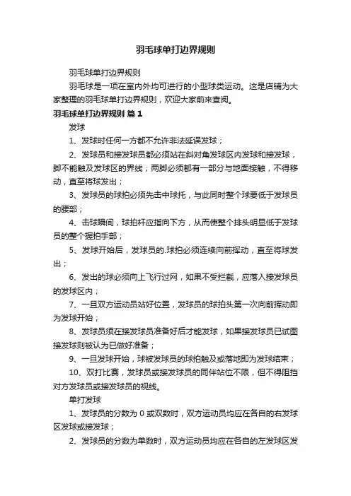 羽毛球单打边界规则