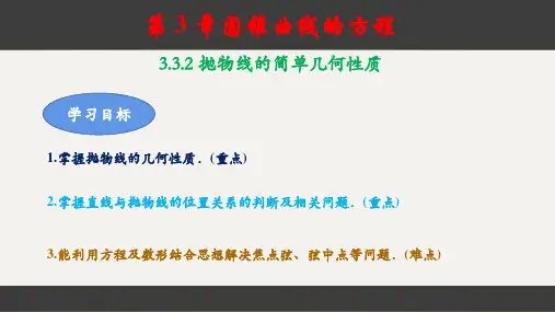 人教A版选择性必修第一册3.3.2抛物线的简单几何性质课件
