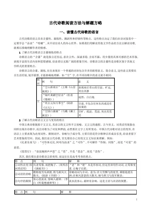 古代诗歌阅读方法与解题方略