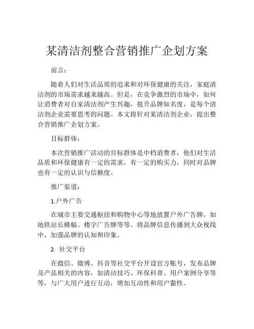 某清洁剂整合营销推广企划方案