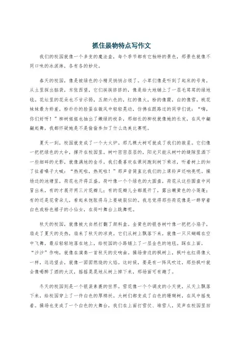 抓住景物特点写作文