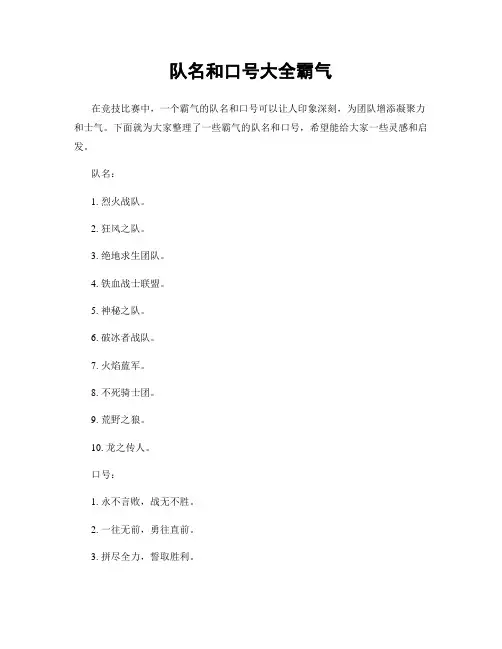 队名和口号大全霸气