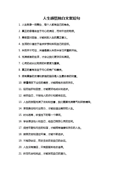 人生感悟独白文案短句