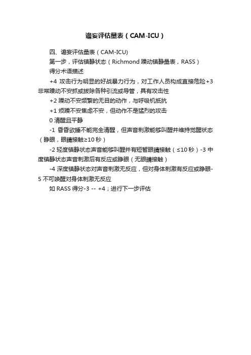 谵妄评估量表（CAM-ICU）