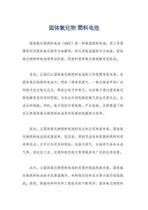 固体氧化物 燃料电池