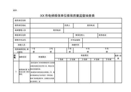 电梯维保质量抽查表