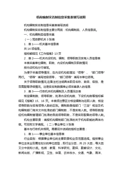 机构编制实名制信息采集表填写说明