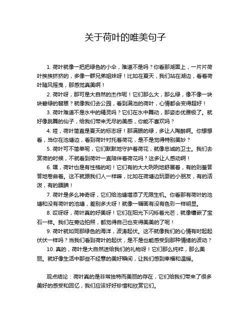 关于荷叶的唯美句子