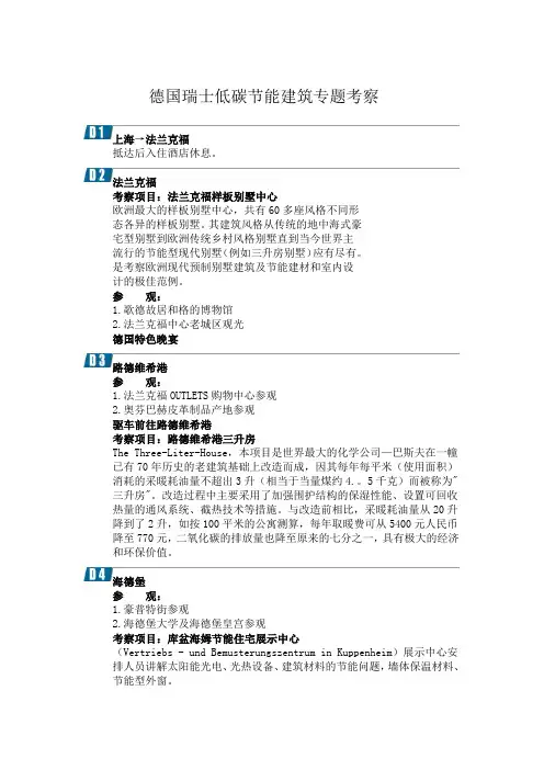 德国瑞士低碳节能建筑专题考察