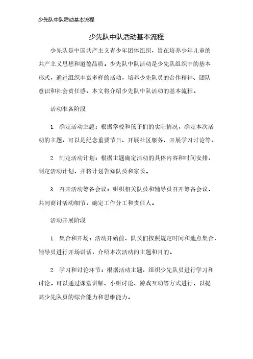 少先队中队活动基本流程
