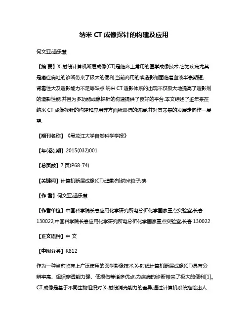 纳米CT成像探针的构建及应用