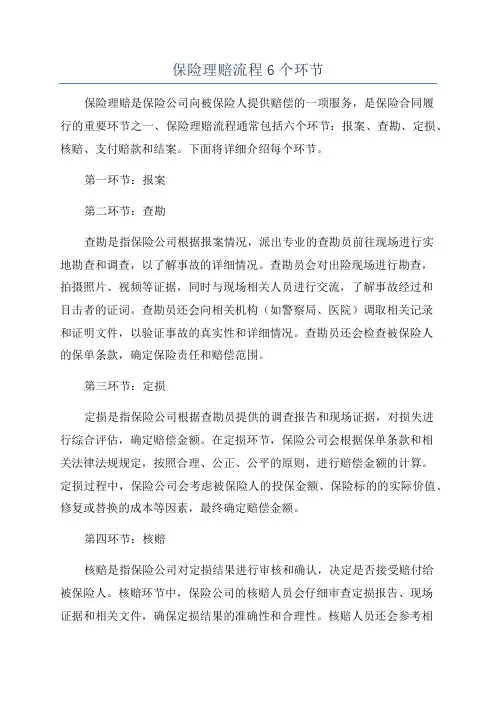 保险理赔流程6个环节