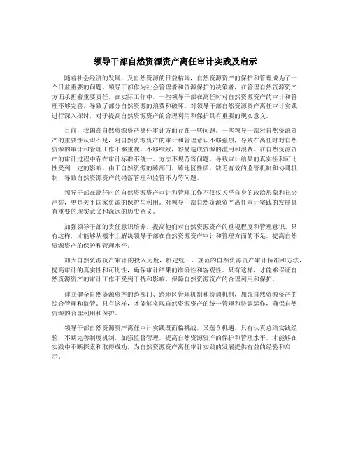 领导干部自然资源资产离任审计实践及启示