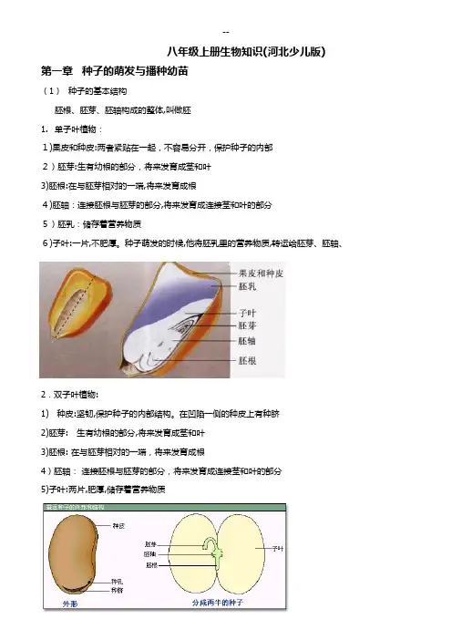 (河北少儿版)八年级上册生物识点梳理(河北少儿版)