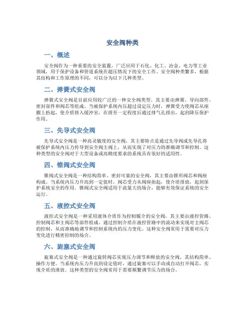 安全阀种类