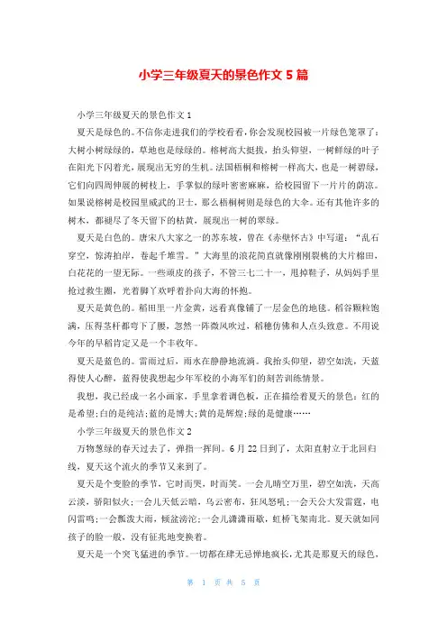 小学三年级夏天的景色作文5篇