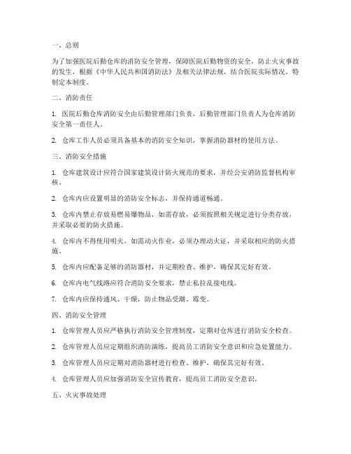 医院后勤仓库消防管理制度
