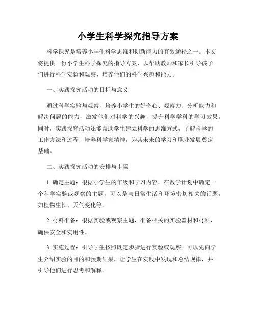 小学生科学探究指导方案