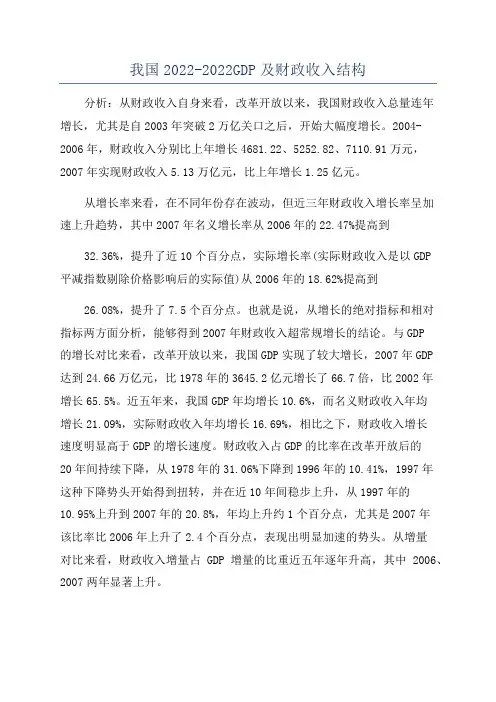 我国2022-2022GDP及财政收入结构