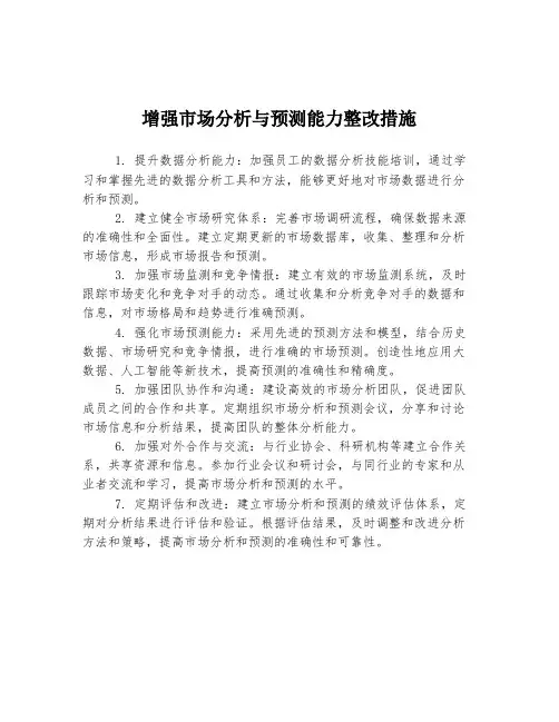 增强市场分析与预测能力整改措施