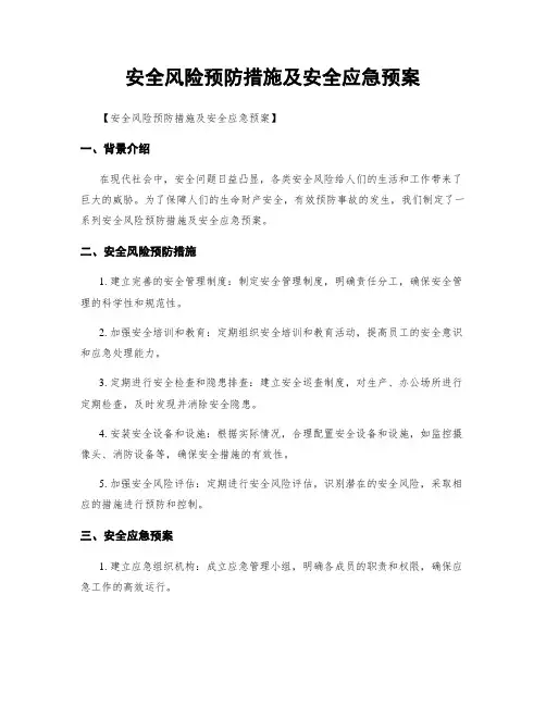 安全风险预防措施及安全应急预案
