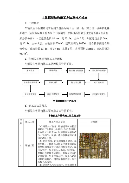 主体框架结构施工方法及技术措施