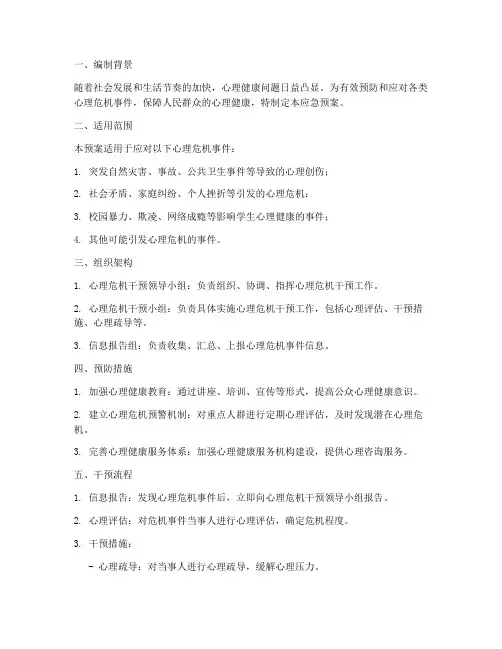 心理干预应急预案