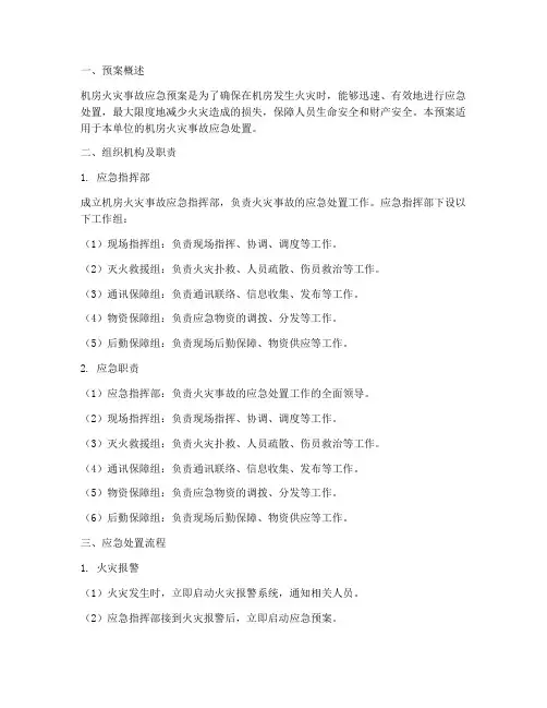 机房火灾事故应急预案