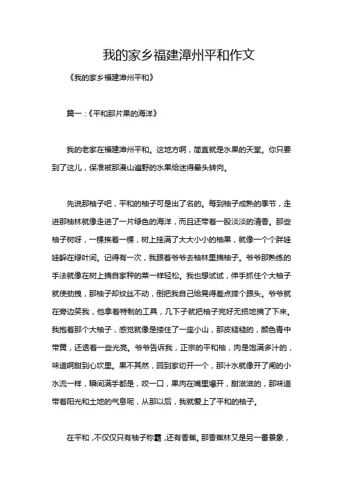 我的家乡福建漳州平和作文