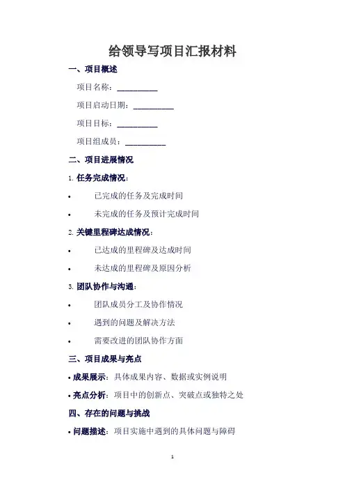 给领导写项目汇报材料