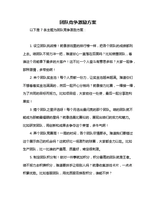 团队竞争激励方案