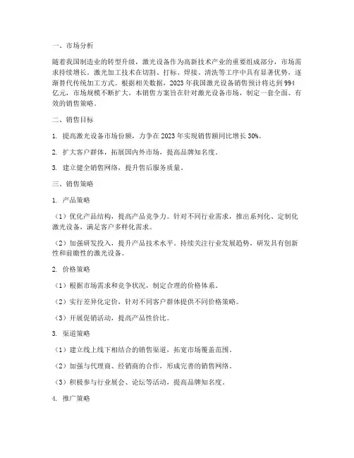 激光设备销售方案