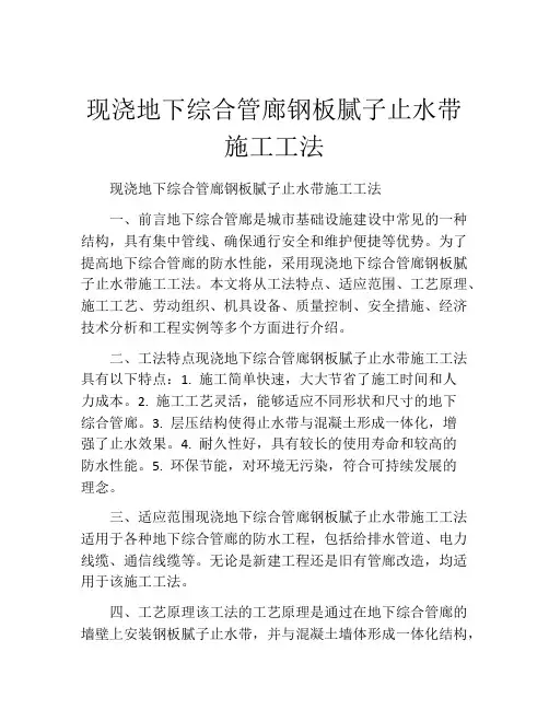 现浇地下综合管廊钢板腻子止水带施工工法(2)