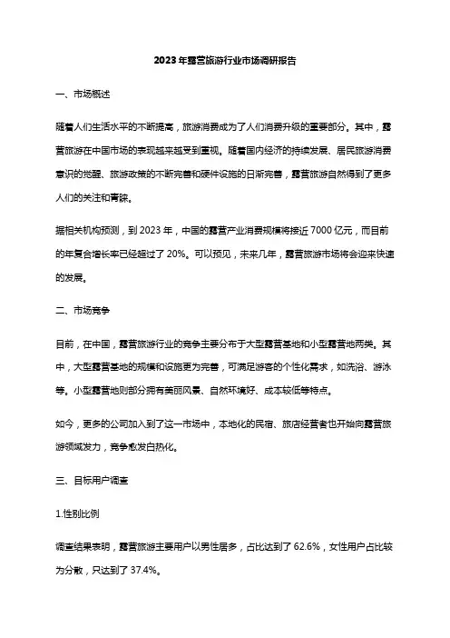 2023年露营旅游行业市场调研报告