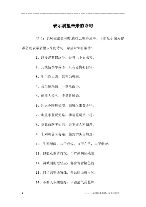 表示展望未来的诗句
