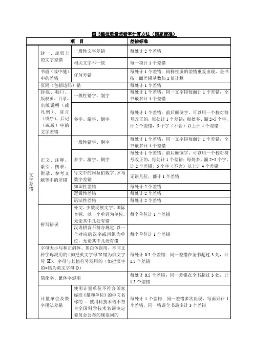 国家差错率计算标准
