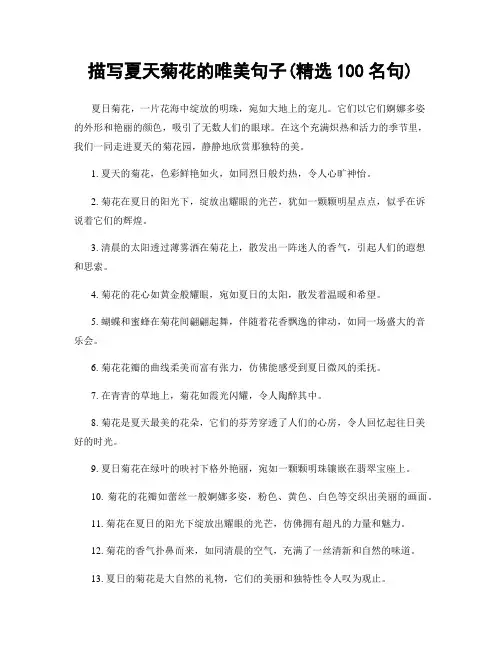描写夏天菊花的唯美句子(精选100句)