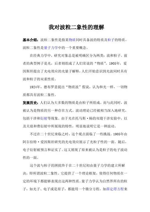 我对波粒二象性的理解