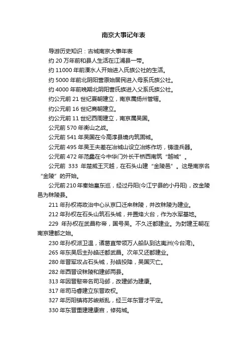南京大事记年表