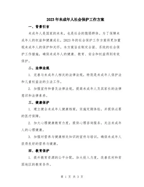 2023年未成年人社会保护工作方案