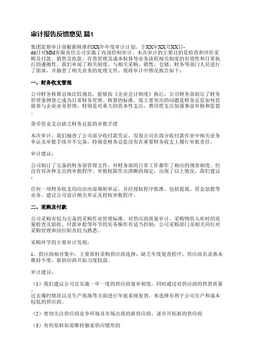 审计报告反馈意见(共5篇)