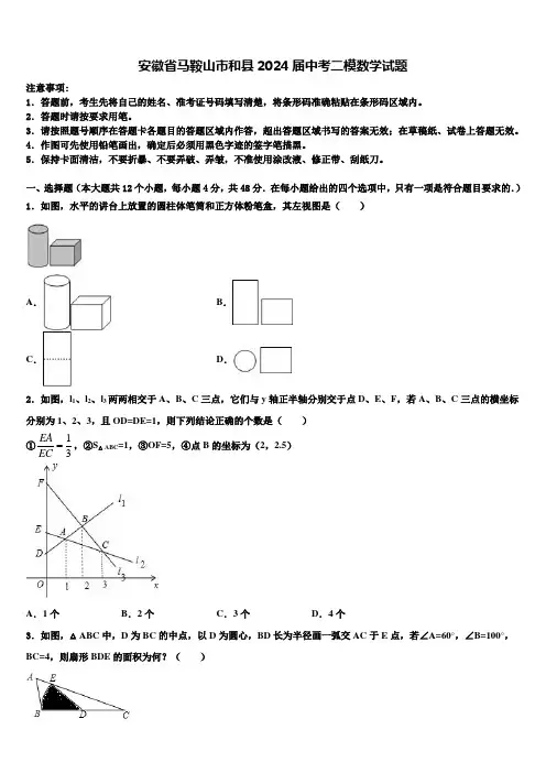 安徽省马鞍山市和县2024届中考二模数学试题含解析