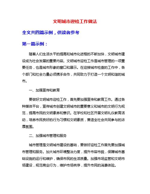 文明城市迎检工作做法