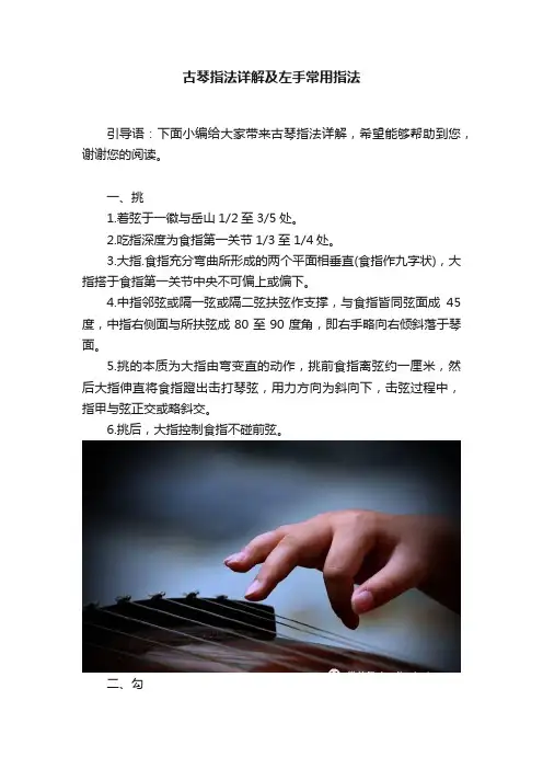 古琴指法详解及左手常用指法