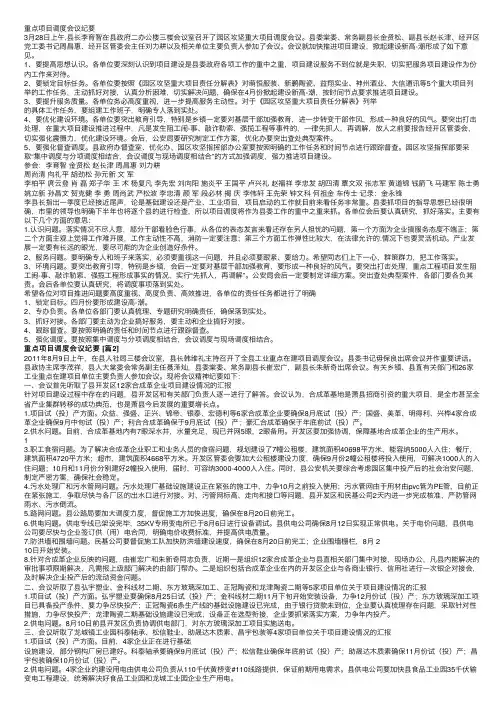 重点项目调度会议纪要