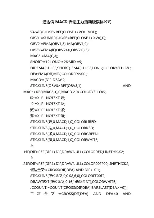 通达信MACD看透主力更新版指标公式