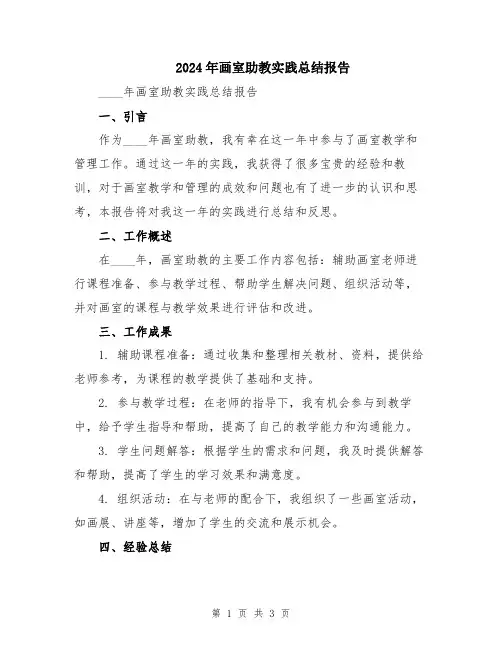 2024年画室助教实践总结报告