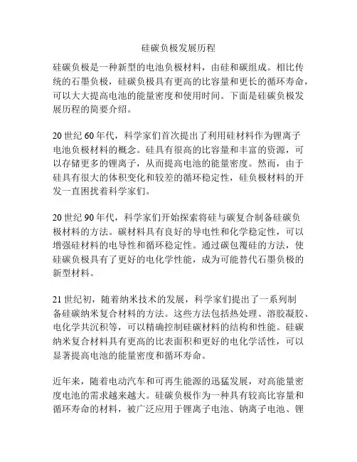 硅碳负极发展历程