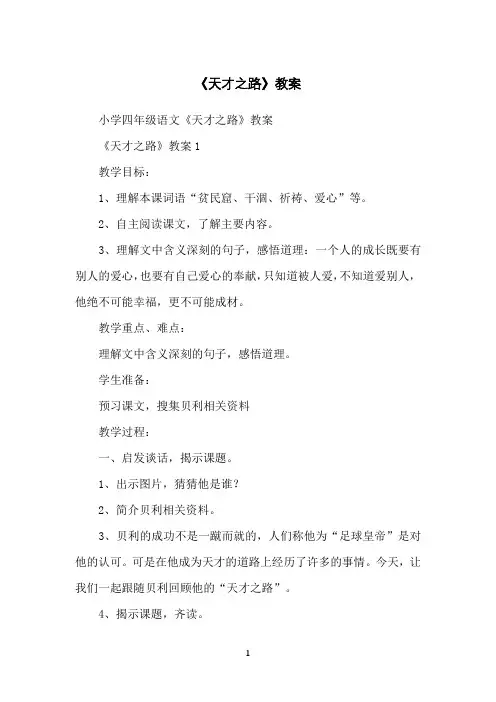 《天才之路》教案